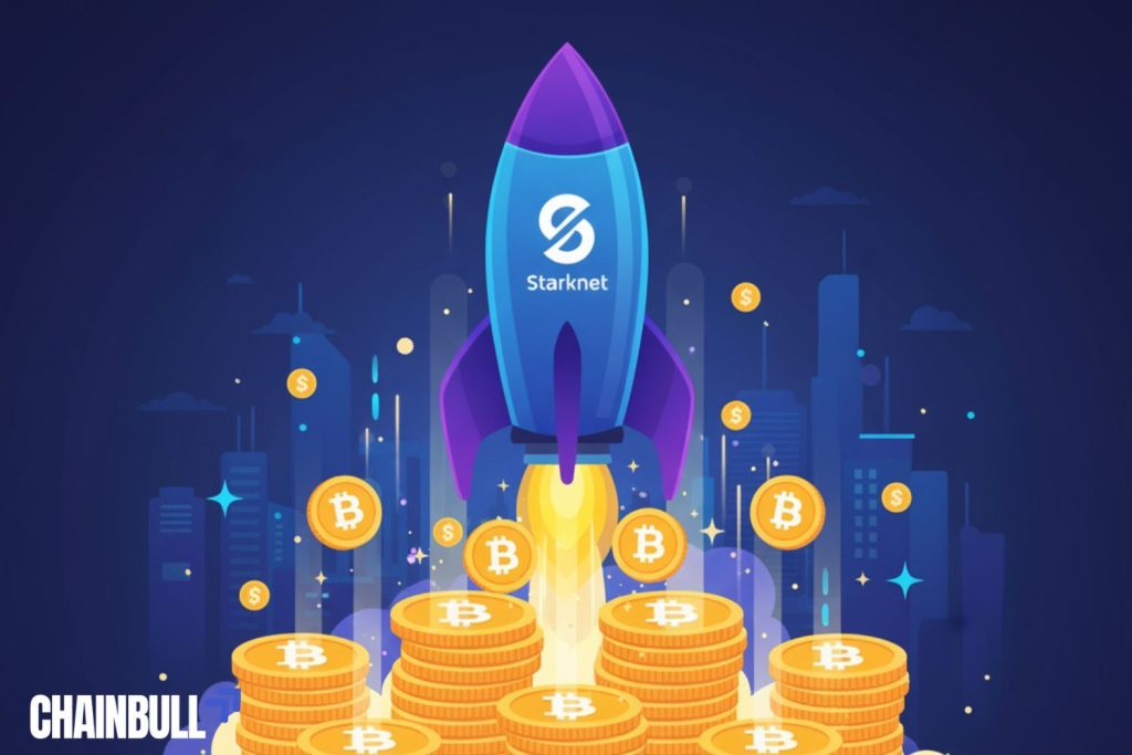 this image is description Starknet Launches Bitcoin Staking