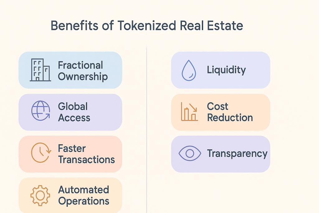 This image describes benefits of how to tokenize commercial real esta