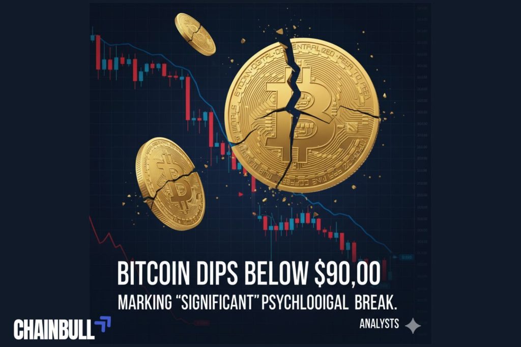 this image describes Bitcoin dips below $90,000, marking