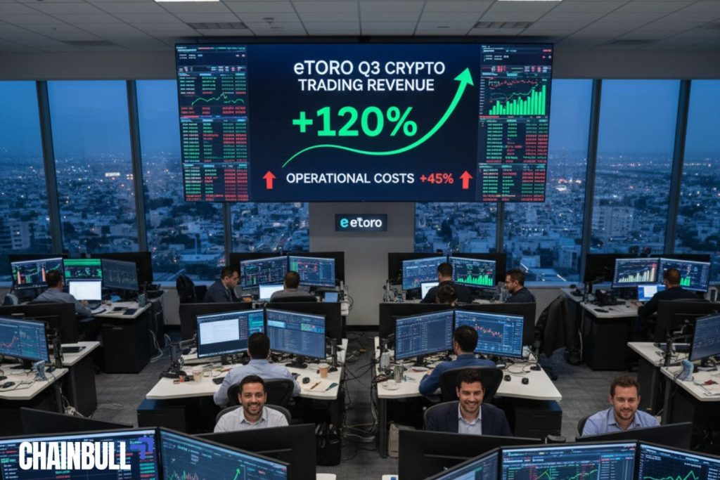 this image describes eToro Reports Surge in Q3 Crypto Trading Revenue