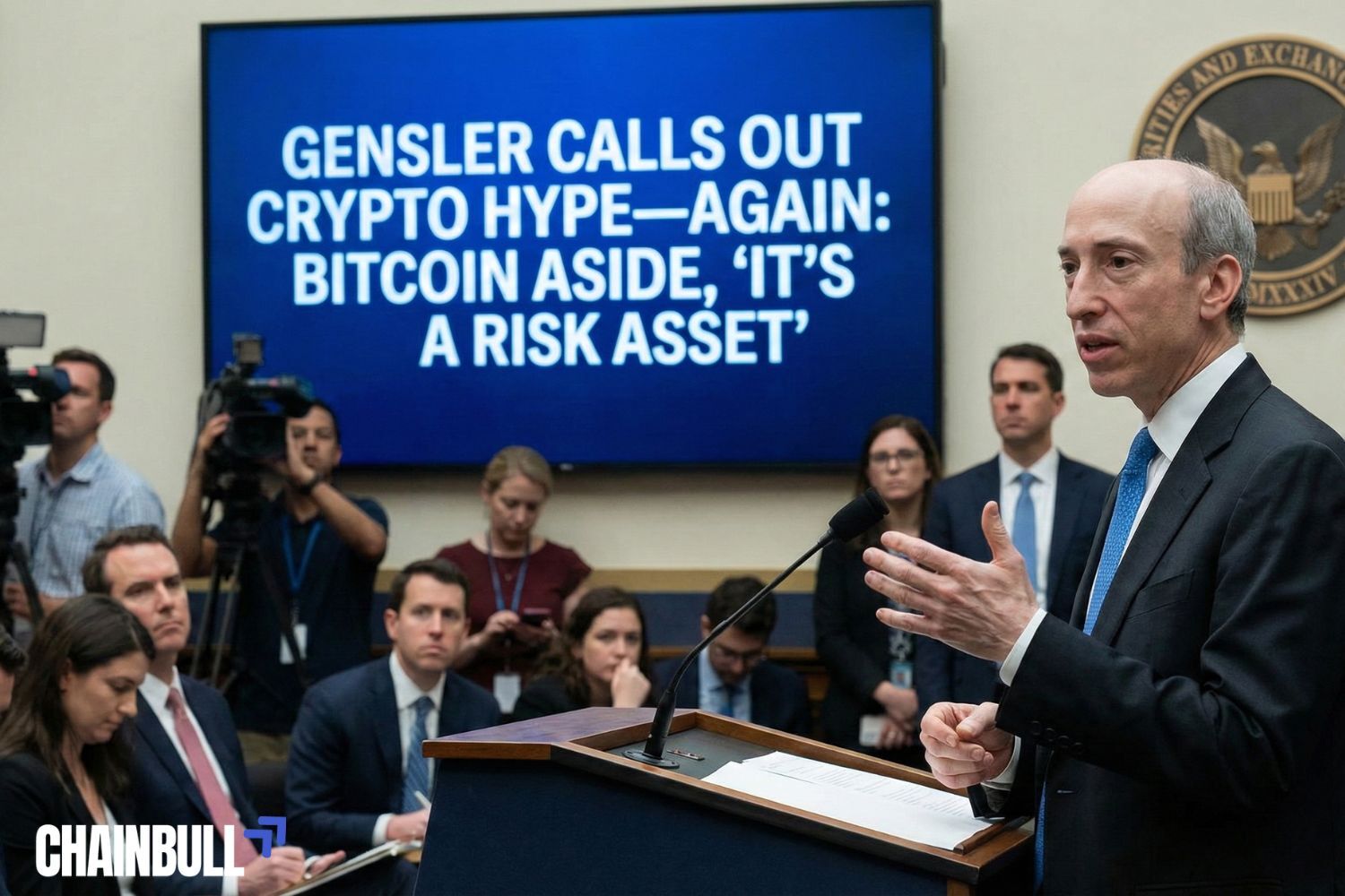 this image describes Gensler calls out crypto hype