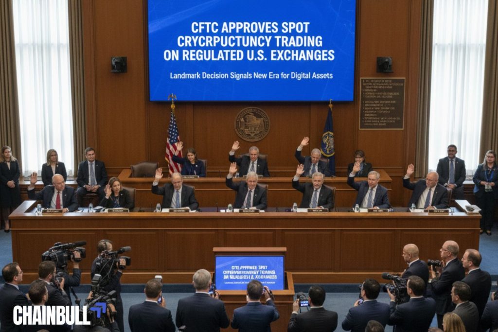 this image describes CFTC Approves Spot Cryptocurrency Trading